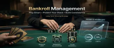 Stack of casino chips and currency representing bankroll management strategy